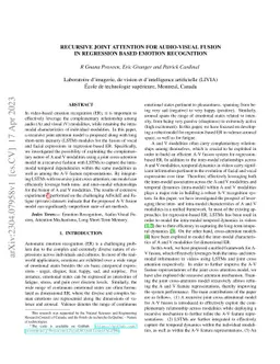 Recursive Joint Attention for Audio-Visual Fusion in Regression based
  Emotion Recognition