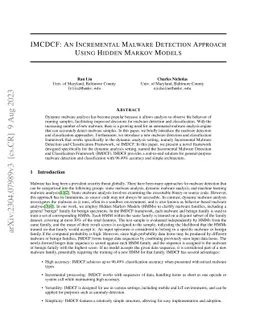 IMCDCF: An Incremental Malware Detection Approach Using Hidden Markov
  Models