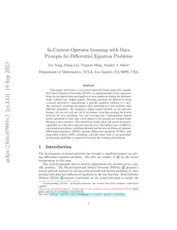 In-Context Operator Learning with Data Prompts for Differential Equation
  Problems