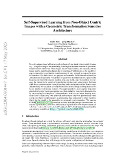 Self-Supervised Learning from Non-Object Centric Images with a Geometric
  Transformation Sensitive Architecture