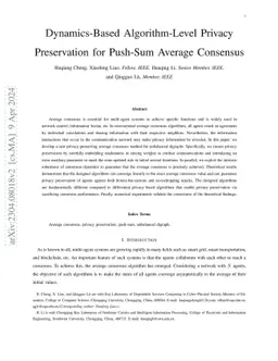 Dynamics-Based Algorithm-Level Privacy Preservation for Push-Sum Average
  Consensus