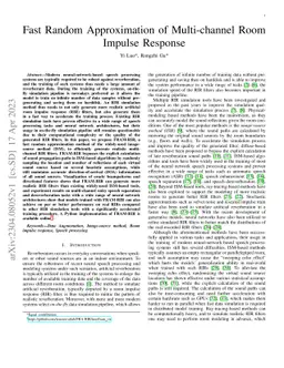 Fast Random Approximation of Multi-channel Room Impulse Response