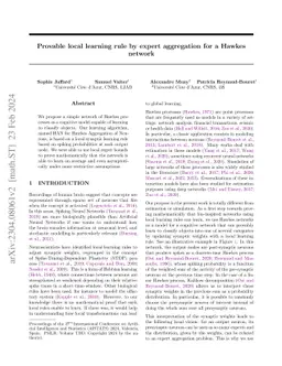 Provable local learning rule by expert aggregation for a Hawkes network