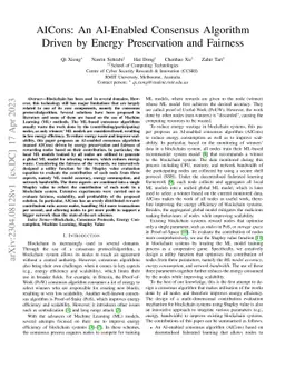 AICons: An AI-Enabled Consensus Algorithm Driven by Energy Preservation
  and Fairness