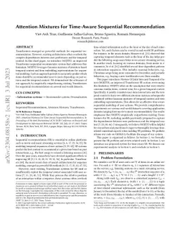 Attention Mixtures for Time-Aware Sequential Recommendation