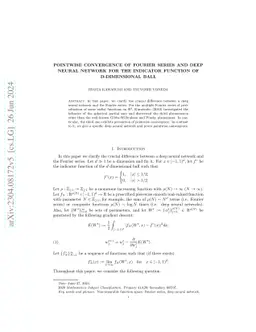 Pointwise convergence of Fourier series and deep neural network for the
  indicator function of d-dimensional ball