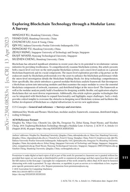 Exploring Blockchain Technology through a Modular Lens: A Survey