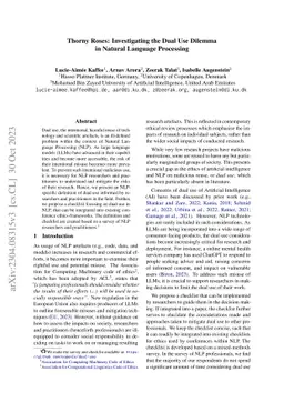 Thorny Roses: Investigating the Dual Use Dilemma in Natural Language
  Processing
