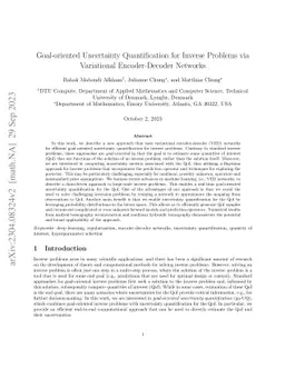 Goal-oriented Uncertainty Quantification for Inverse Problems via
  Variational Encoder-Decoder Networks