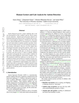 Human Gesture and Gait Analysis for Autism Detection