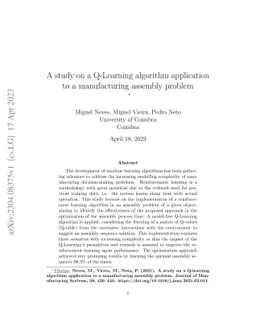A study on a Q-Learning algorithm application to a manufacturing
  assembly problem