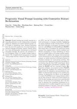 Progressive Visual Prompt Learning with Contrastive Feature Re-formation