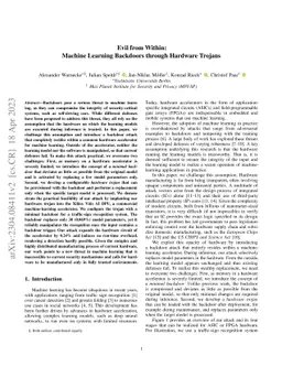 Evil from Within: Machine Learning Backdoors through Hardware Trojans