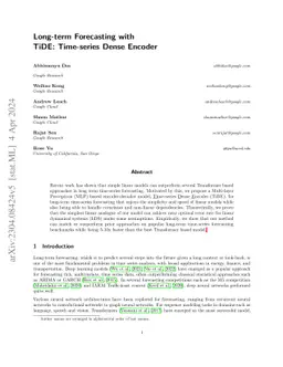 Long-term Forecasting with TiDE: Time-series Dense Encoder