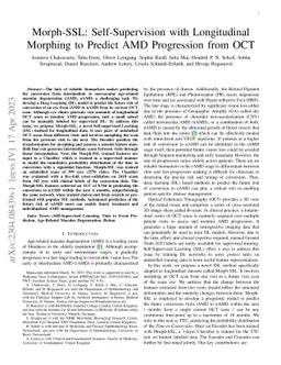 Morph-SSL: Self-Supervision with Longitudinal Morphing to Predict AMD
  Progression from OCT