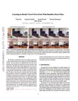 Learning to Render Novel Views from Wide-Baseline Stereo Pairs