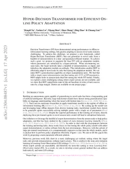 Hyper-Decision Transformer for Efficient Online Policy Adaptation