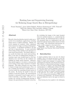 Ranking Loss and Sequestering Learning for Reducing Image Search Bias in
  Histopathology