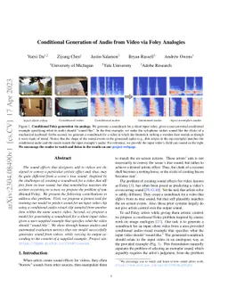 Conditional Generation of Audio from Video via Foley Analogies