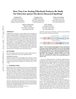 How Tiny Can Analog Filterbank Features Be Made for Ultra-low-power
  On-device Keyword Spotting?