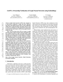 GrOVe: Ownership Verification of Graph Neural Networks using Embeddings