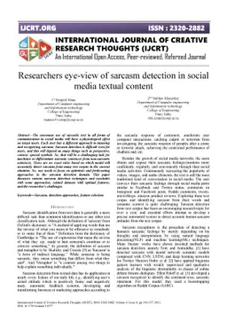 Researchers eye-view of sarcasm detection in social media textual
  content