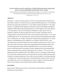 In-situ surface porosity prediction in DED (directed energy deposition)
  printed SS316L parts using multimodal sensor fusion