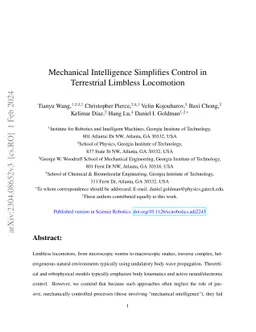 Mechanical Intelligence Simplifies Control in Terrestrial Limbless
  Locomotion