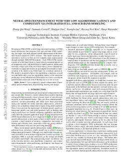 Neural Speech Enhancement with Very Low Algorithmic Latency and
  Complexity via Integrated Full- and Sub-Band Modeling