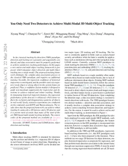 You Only Need Two Detectors to Achieve Multi-Modal 3D Multi-Object
  Tracking