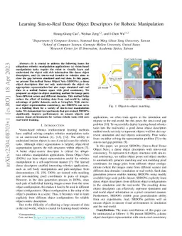 Learning Sim-to-Real Dense Object Descriptors for Robotic Manipulation