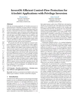 InversOS: Efficient Control-Flow Protection for AArch64 Applications
  with Privilege Inversion