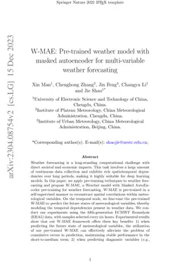 W-MAE: Pre-trained weather model with masked autoencoder for
  multi-variable weather forecasting