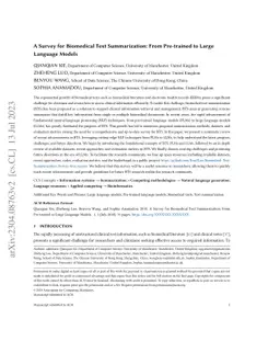 A Survey for Biomedical Text Summarization: From Pre-trained to Large
  Language Models