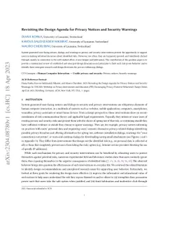 Revisiting the Design Agenda for Privacy Notices and Security Warnings