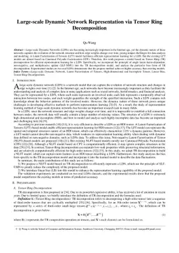 Large-scale Dynamic Network Representation via Tensor Ring Decomposition