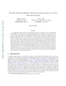 Provably Feedback-Efficient Reinforcement Learning via Active Reward
  Learning