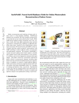 SurfelNeRF: Neural Surfel Radiance Fields for Online Photorealistic
  Reconstruction of Indoor Scenes