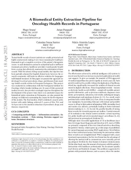 A Biomedical Entity Extraction Pipeline for Oncology Health Records in
  Portuguese