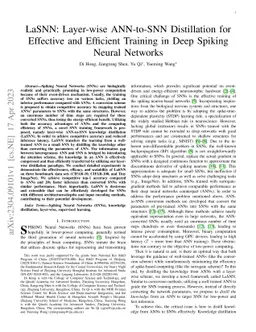 LaSNN: Layer-wise ANN-to-SNN Distillation for Effective and Efficient
  Training in Deep Spiking Neural Networks