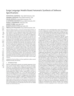 Large Language Models Based Automatic Synthesis of Software
  Specifications