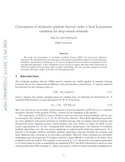 Convergence of stochastic gradient descent under a local Lojasiewicz
  condition for deep neural networks
