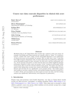 Coarse race data conceals disparities in clinical risk score performance