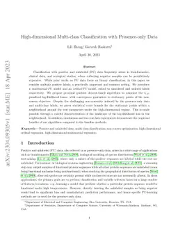 High-dimensional Multi-class Classification with Presence-only Data