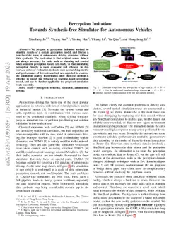 Perception Imitation: Towards Synthesis-free Simulator for Autonomous
  Vehicles