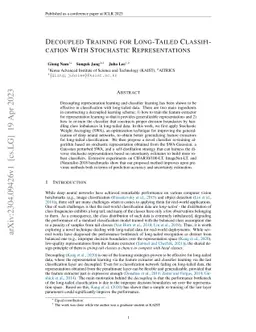 Decoupled Training for Long-Tailed Classification With Stochastic
  Representations