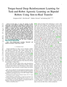 Torque-based Deep Reinforcement Learning for Task-and-Robot Agnostic
  Learning on Bipedal Robots Using Sim-to-Real Transfer