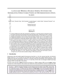 Language Models Enable Simple Systems for Generating Structured Views of Heterogeneous Data Lakes