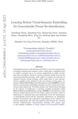 Learning Robust Visual-Semantic Embedding for Generalizable Person
  Re-identification