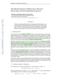 The Responsibility Problem in Neural Networks with Unordered Targets
